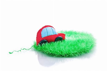 resources of electricity - Clean ecology concept car on green grass. Isolated on white. Stock Photo - Budget Royalty-Free & Subscription, Code: 400-06074094