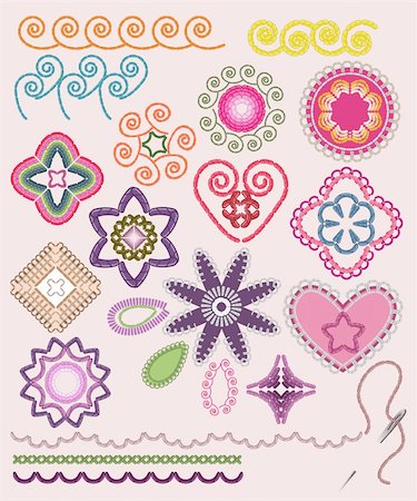 Ornamental embroidery set: flowers, patterns, brushes. Stock Photo - Budget Royalty-Free & Subscription, Code: 400-06074160