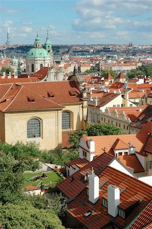 prague st nicholas church - St. Nicholas Church and the red roofs in Lesser Town, Prague, Czech Republic Photographie de stock - Aubaine LD & Abonnement, Code: 400-06074582