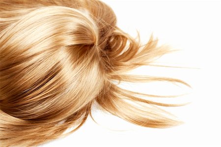 salon background - human blonde hair on white isolated background Stock Photo - Budget Royalty-Free & Subscription, Code: 400-06074618