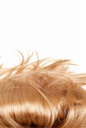salon background - human blonde hair on white isolated background Stock Photo - Budget Royalty-Free & Subscription, Code: 400-06074619