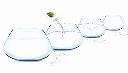 simsearch:400-04624755,k - Anglefish jumping to Big bowl, Good Concept for new life, Big Opprtunity, Ambition and challenge concept. Fotografie stock - Microstock e Abbonamento, Codice: 400-06074627