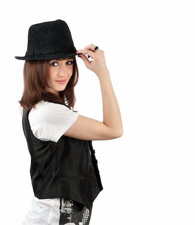 simsearch:400-04313914,k - Portrait of beautiful girl in hat Photographie de stock - Aubaine LD & Abonnement, Code: 400-06074686