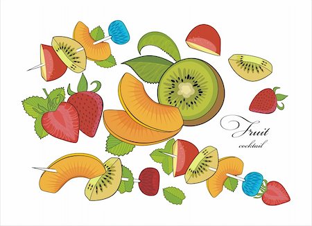 vector drawing of the fruit salad or fruit dessert Stock Photo - Budget Royalty-Free & Subscription, Code: 400-06074813