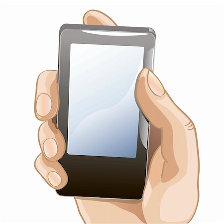 illustration of mobile phone in the hand Foto de stock - Super Valor sin royalties y Suscripción, Código: 400-06074868