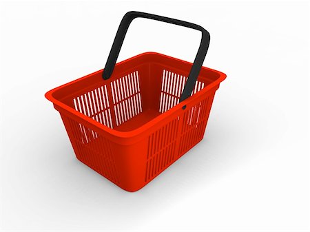 3D illustration of empty red plastic shopping basket Foto de stock - Super Valor sin royalties y Suscripción, Código: 400-06074969