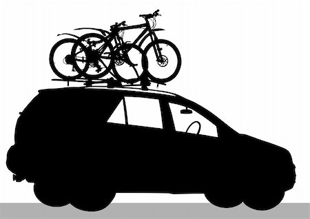 extreme bicycle vector - Vector drawing car of traveler Stock Photo - Budget Royalty-Free & Subscription, Code: 400-06075125