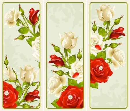 pearl roses banner - Vector set of Rose vertical banners Stock Photo - Budget Royalty-Free & Subscription, Code: 400-06075152