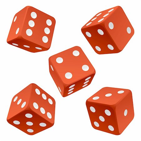 symbols dice - Vector rolling red dice set on white background Stock Photo - Budget Royalty-Free & Subscription, Code: 400-06075166