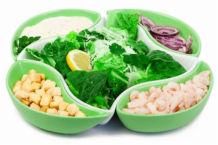 simsearch:400-04307416,k - Caesar salad with shrimp on a white background Foto de stock - Super Valor sin royalties y Suscripción, Código: 400-06075321