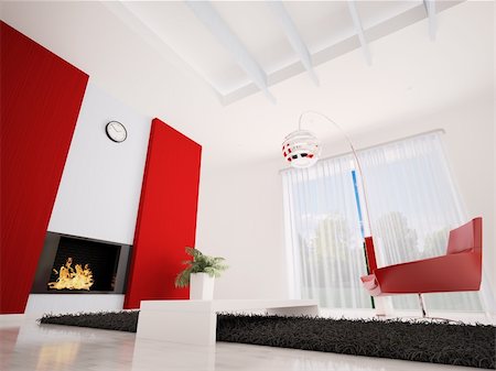 red blue and white living design - Interior of modern living room 3d render Stock Photo - Budget Royalty-Free & Subscription, Code: 400-06075343