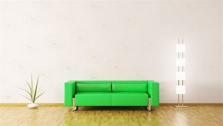 scovad (artist) - Modern interior of room with with green sofa 3d render Photographie de stock - Aubaine LD & Abonnement, Code: 400-06075409