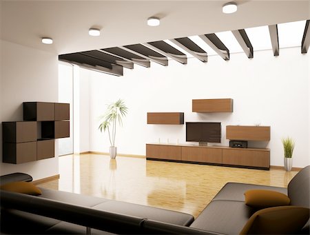 simsearch:400-04241664,k - Modern living room with LCD interior 3d render Stock Photo - Budget Royalty-Free & Subscription, Code: 400-06075414