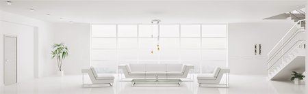 scovad (artist) - White home interior of modern apartment living room panorama 3d render Photographie de stock - Aubaine LD & Abonnement, Code: 400-06075423