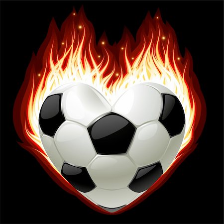 soccer goal with black background - Vector football on fire in the shape of heart Stock Photo - Budget Royalty-Free & Subscription, Code: 400-06075505