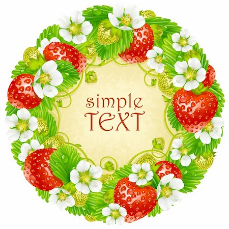 denis13 (artist) - Vector strawberry circle frame. Red berry and white flower Stock Photo - Budget Royalty-Free & Subscription, Code: 400-06075522