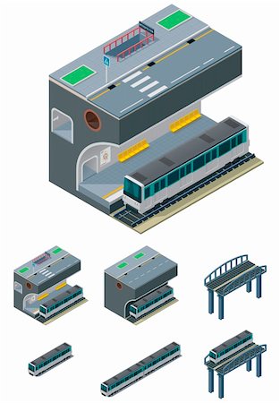 pictograms trains - Set of detailed isometric metropolitan elements Stock Photo - Budget Royalty-Free & Subscription, Code: 400-06075557