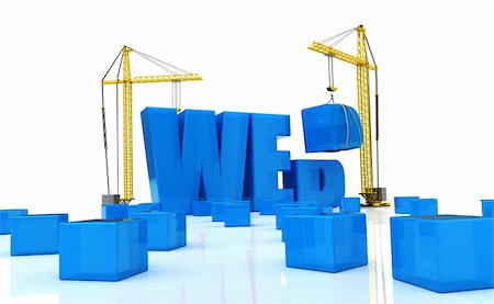 simsearch:400-05127436,k - 3d illustration of cranes building word 'web' over white background Stock Photo - Budget Royalty-Free & Subscription, Code: 400-06075787