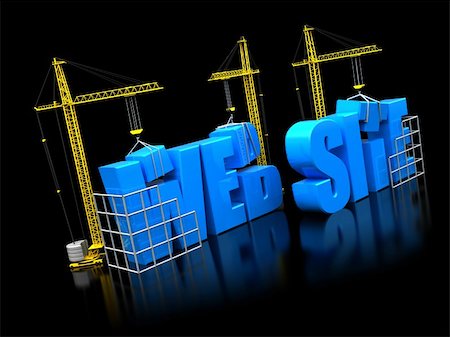 3d illustration of cranes building web site text. Stock Photo - Budget Royalty-Free & Subscription, Code: 400-06075788