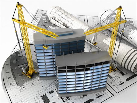 3d illustration of building design concept Stock Photo - Budget Royalty-Free & Subscription, Code: 400-06075783