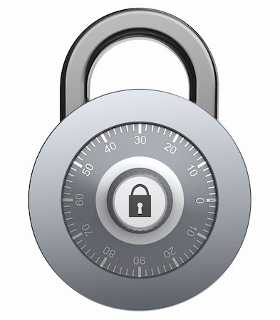 simsearch:400-04325748,k - 3d illustration of solid steel combination lock, isolated over white background Stockbilder - Microstock & Abonnement, Bildnummer: 400-06075791