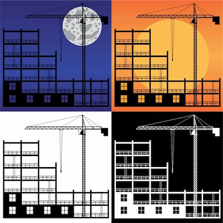 simsearch:400-06075932,k - Set of images of lifting crane and building under construction. Also available as a Vector in Adobe illustrator EPS 8 format, compressed in a zip file. Fotografie stock - Microstock e Abbonamento, Codice: 400-06075932