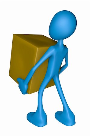 simsearch:400-04153946,k - blue guy carries a crate - 3d illustration Photographie de stock - Aubaine LD & Abonnement, Code: 400-06076113