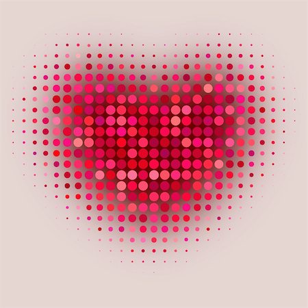 simsearch:400-05736913,k - Red color halftone heart shape Fotografie stock - Microstock e Abbonamento, Codice: 400-06076167