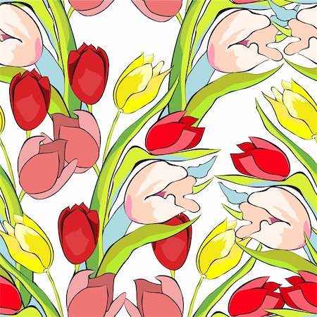 Spring seamless wallpaper with Tulips flowers Stock Photo - Budget Royalty-Free & Subscription, Code: 400-06076198