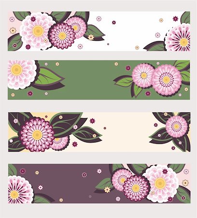 Stylish horizontal banners with daisies and leafs. Photographie de stock - Aubaine LD & Abonnement, Code: 400-06076234