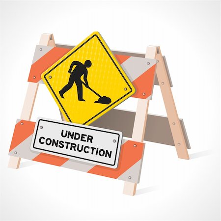 road construction barrier - Road Work Ahead sign as a traffic warning in vector format Stock Photo - Budget Royalty-Free & Subscription, Code: 400-06076284