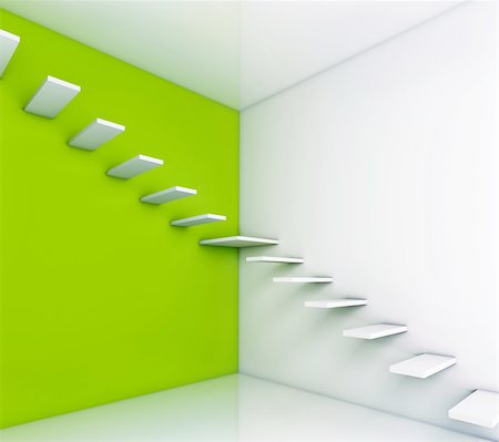 stair concept with green background (illustration) Stock Photo - Budget Royalty-Free & Subscription, Code: 400-06076351