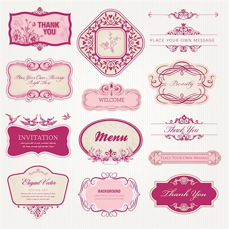 frame vector vintage - Set of vintage labels and stickers Stock Photo - Budget Royalty-Free & Subscription, Code: 400-06076577