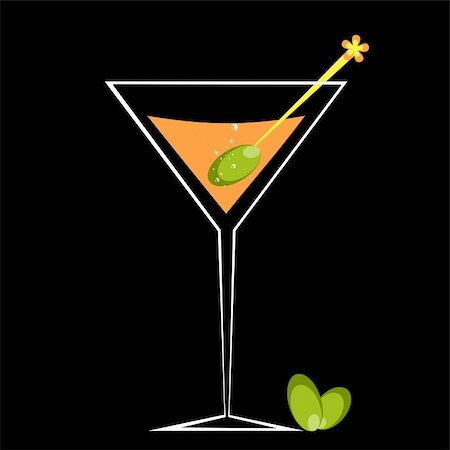 Cocktail and olive isolated on black background Stock Photo - Budget Royalty-Free & Subscription, Code: 400-06076635