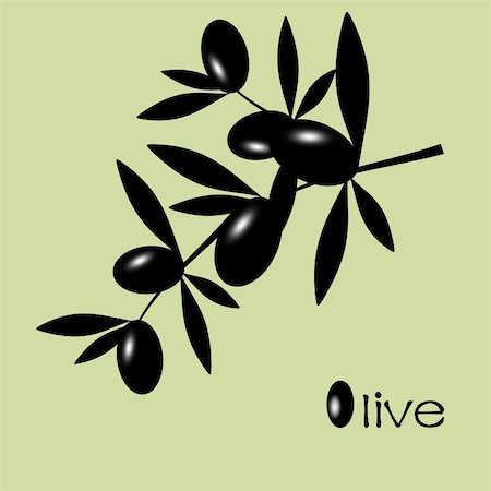 eating olive - Black olive branch isolated on green background Stock Photo - Budget Royalty-Free & Subscription, Code: 400-06076632