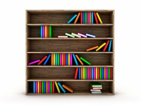 Illustration of a bookcase with a books different colour Stock Photo - Budget Royalty-Free & Subscription, Code: 400-06076704