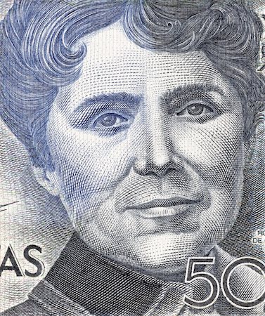 simsearch:400-06068319,k - Rosalia de Castro (1837-1885) on 500 Pesetas 1979 Banknote From Spain. Galician romanticist writer and poet. Stockbilder - Microstock & Abonnement, Bildnummer: 400-06076746