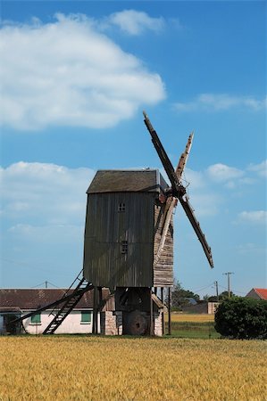 simsearch:400-06101286,k - Traditional wooden windmill in France in the Eure &Loir Valley region.This is Saint-Thomas mill. Stock Photo - Budget Royalty-Free & Subscription, Code: 400-06076809