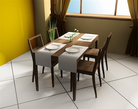 diner floor - dining table in modern cafe 3d image Stock Photo - Budget Royalty-Free & Subscription, Code: 400-06076891