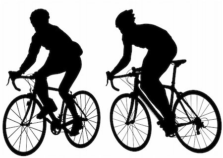 simsearch:400-05225597,k - Vector drawing silhouette of a cyclist boy. Silhouette of people Fotografie stock - Microstock e Abbonamento, Codice: 400-06076977