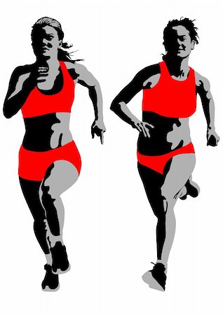 runner women group - Vector drawing competition run among women Stock Photo - Budget Royalty-Free & Subscription, Code: 400-06076978