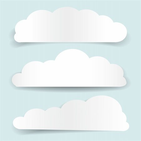 paper vector blue - Set of cloud-shaped paper banners. Vector illustration Stock Photo - Budget Royalty-Free & Subscription, Code: 400-06077142