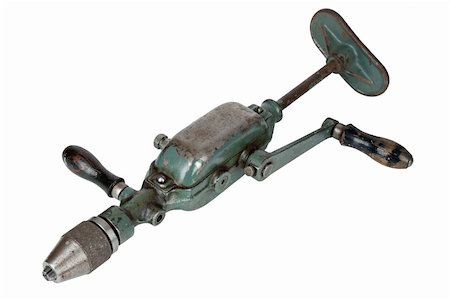 simsearch:400-08531083,k - vintage hand drill isolated on a white background Stock Photo - Budget Royalty-Free & Subscription, Code: 400-06077187