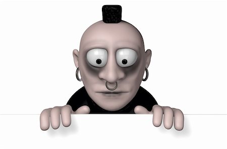 gothic cartoon figure and blank white board - 3d illustration Stock Photo - Budget Royalty-Free & Subscription, Code: 400-06077295