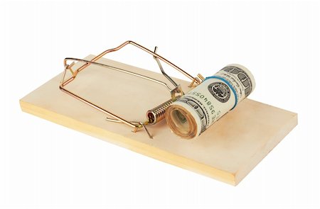 scam - Mousetrap is isolated over a white background Stock Photo - Budget Royalty-Free & Subscription, Code: 400-06077333