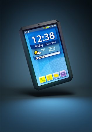 modern touchscreen smartphone, 3d render Stock Photo - Budget Royalty-Free & Subscription, Code: 400-06077481