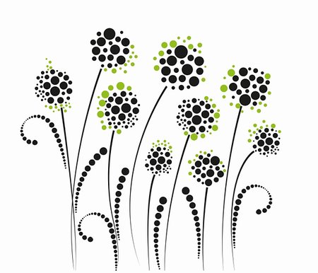 floral vector retro banner green - flowers on a white background Stock Photo - Budget Royalty-Free & Subscription, Code: 400-06077498