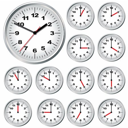 simsearch:400-04272422,k - Wall clock. Vector illustration. An Electromechanical device. EPS10. Foto de stock - Royalty-Free Super Valor e Assinatura, Número: 400-06077687