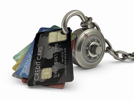 Credit card stuck in a lock code. Concept of protection against theft of your money. Stock Photo - Budget Royalty-Free & Subscription, Code: 400-06077772