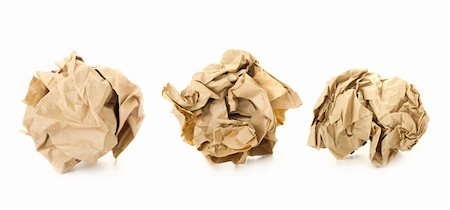 simsearch:400-04909063,k - Set of  Brown Crumpled Paper Balls / isolated on white Foto de stock - Super Valor sin royalties y Suscripción, Código: 400-06077822